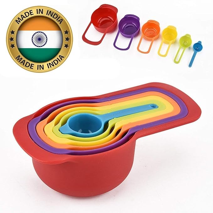 Measuring Cups and Spoons Set – 6-Piece Rainbow Coloured Baking & Cooking Kitchen Tools